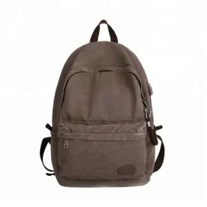 Vintage Mochilas De Cuero Travelling Backpack Anti-theft Usb Charger Casual Washed Mens Canvas Backpack