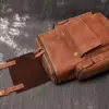17" Handmade Cowhide Leather Backpack, Travel Rucksack, Hiking Backpack for Men and Boys