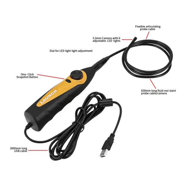 LAUNCH  VSP-600 USB Inspection Camera VSP600 Videoscope 5.5MM 6 LED Light for X431 for View Video Images of Hard-to-reach Areas