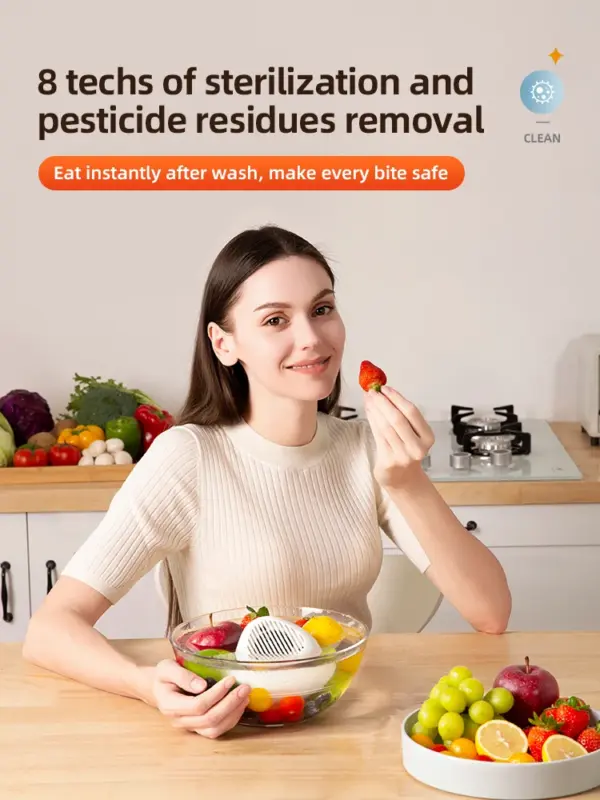 Fruit and Vegetable Washing Machine Fruit Cleaner Device Fruit Purifier for with OH-ion Purification Technology for Cleaning
