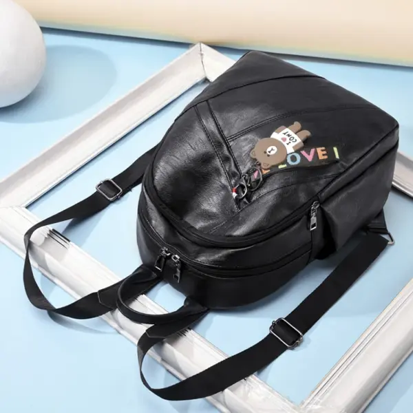Mochilas Negras Large Black Rucksack Bag Back Pack Purse Ladies Leather Backpack Women