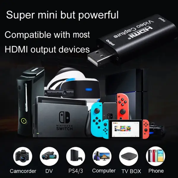 NEW Mini 4K Video Capture Card 1080P 60fps HDTV to USB Game Recording Box for PS4 Game DVD Camcorder Recording Live Streaming