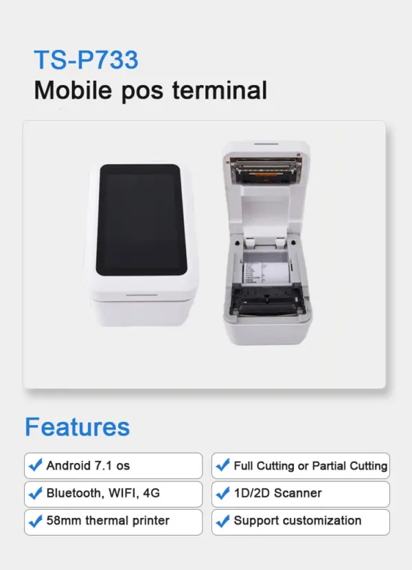 Restaurant LAN USB Wifi Impresora Pos Android Tablet 4g Pos Smart 80 mm Thermal Receipt Printer with Camera