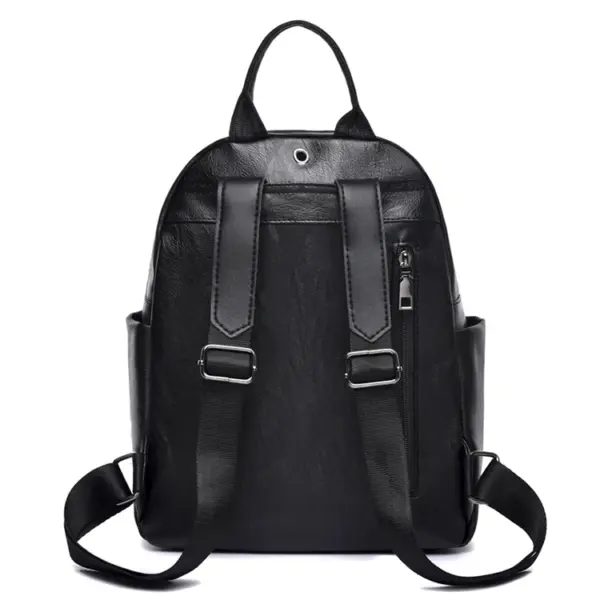 Mochilas Negras Large Black Rucksack Bag Back Pack Purse Ladies Leather Backpack Women