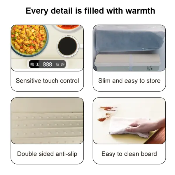 Electric Warming Tray with Adjustable Temperature Foldable Food Warmer Fast Heating Food Warmer Hot Plate Placemat Silicone