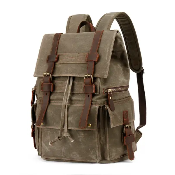 Big Traveling Backpack Bag Packable Rucksack Canvas Backpack Genuine Leather Mens Backbags-For-Men Bag Backpack for Boys