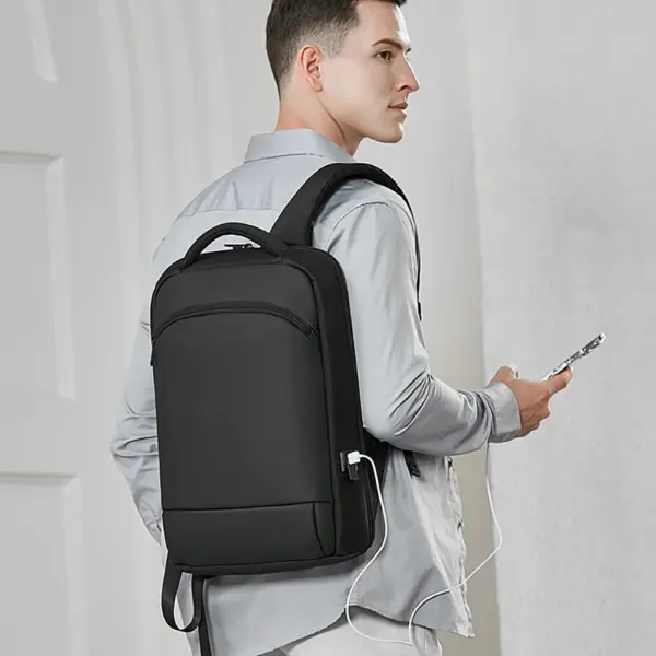 EURCOOL Laptop Backpack for Men Business Slim Backpack With USB Computer 15.6 Lightweight Antitheft Backpack Laptop Bag for Work