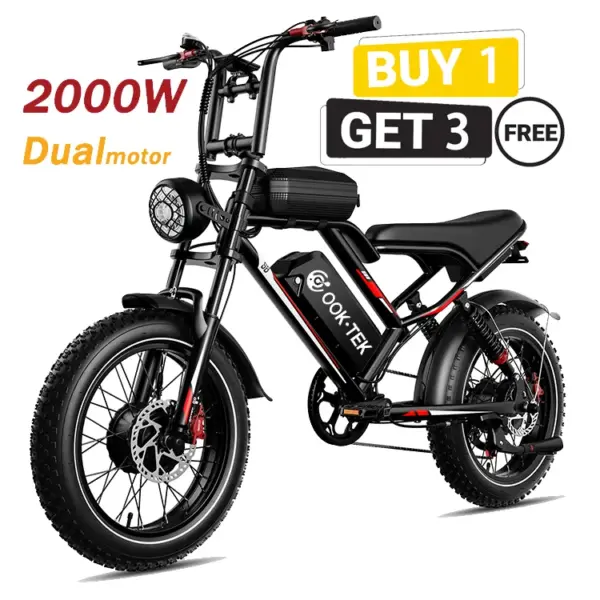 US Warehouse 2000W New High Speed 20inch Hydraulic Brake Adults Electric Bike With 25AH Dual Motor Electric Motorcycle Bicycle
