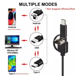 Industrial 8mm Lens 720P 3 in 1 USB Inspection Endoscope Camera for Android PC with 3.5M Hard Cable