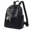 Mochilas Negras Large Black Rucksack Bag Back Pack Purse Ladies Leather Backpack Women