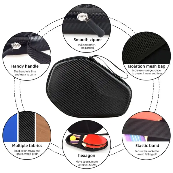 Hexagonal Hard Shell Table Tennis Racket Bag Gold/Silver/Carbon Table Tennis Racket Bag Ping Pong Paddle Bag Welcome OEM