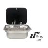 HWHongRV RV Accessories Motorhome RV Campervan Stainless Steel Sink with Glassed Lid and Rv Boat Folding Sink Integrated Tap
