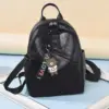 Mochilas Negras Large Black Rucksack Bag Back Pack Purse Ladies Leather Backpack Women