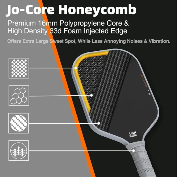 Hot-Selling Custom Fabric Friction Toray T700 16MM Raw Carbon Fiber USAPA Approved Pickleball Paddle