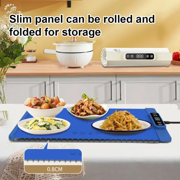 Portable Electric Warming Tray Foldable Keep Food Warm Heating Mat Silicone Food Warming Mat Color Box Coil English 4 Burners