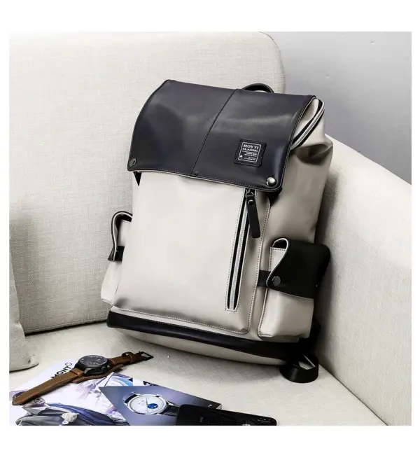 MOYYI Mochila Vegan Leather Dayback Teen Bookbags Laptop Bags for Men Backpacks