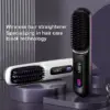 2025 3000mah Electric Cordless Comb Hair Style Brush LCD Portable Rechargeable Mini Hair Straightener Brush with 3 Temp Settings