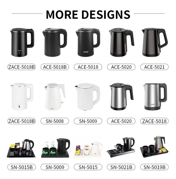 European Best 304 Stainless Steel Electric Kettle Mini Cordless 360 Degree Portable with Tray Set for Home Tea Use