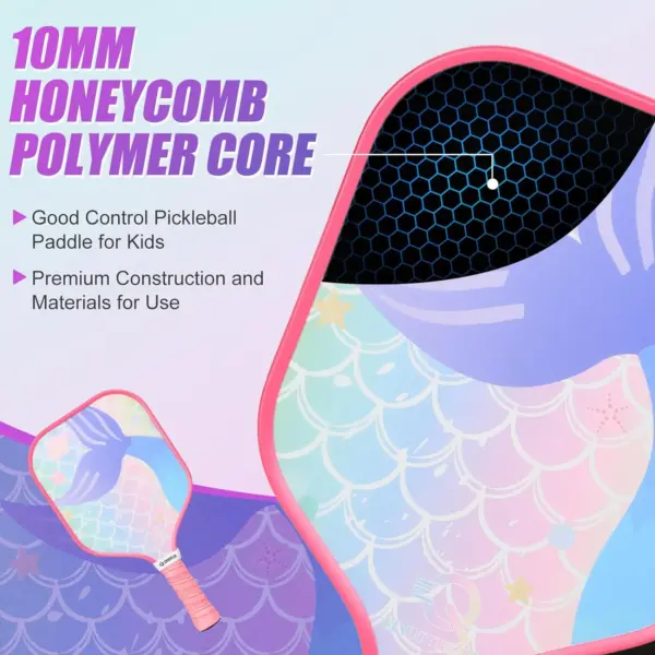 Lightweight and Portable Pickleball Racket Kids Fiberglass Honeycomb Core Pickleball Paddle Pickleball Gifts for Children