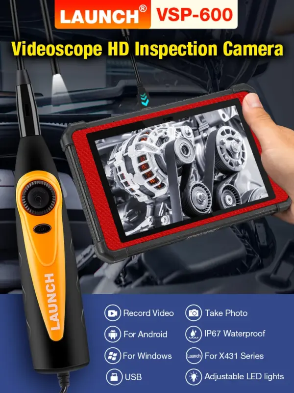 USA EU Warehouse  LAUNCH X431 VSP600 VideoScope Digital HD Endoscope Inspection Camera Detector Decoder Accessories