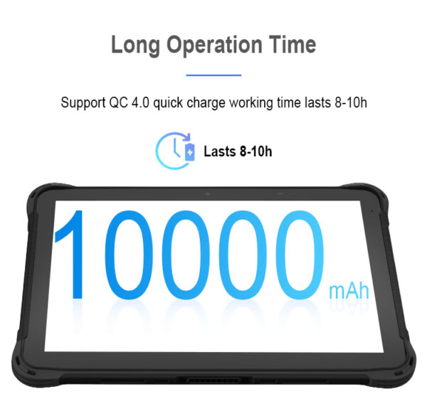 10.1 Inch Ip67 Waterproof Rfid Industrial Tablet Pc Two Camera Fingerprint 10000 Mah Rugged Tablet for Warehouse