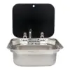 HWHongRV RV Accessories Motorhome RV Campervan Stainless Steel Sink with Glassed Lid and Rv Boat Folding Sink Integrated Tap