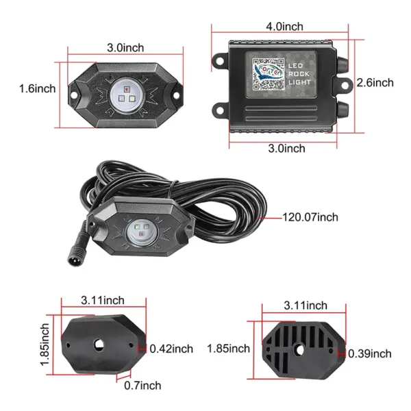 RGB Rock Light Kit 4 Pods IP68 App Sync Remote Control LED Light Kit for Car UTV ATV Road Truck Wrangler Uttermost Convenience