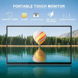 Gravity Sensor Auto-rotating Bezeless Design 15.6 Inch 4K Portable Touchscreen UHD USB LCD Ip Monitor Gamer for Camera