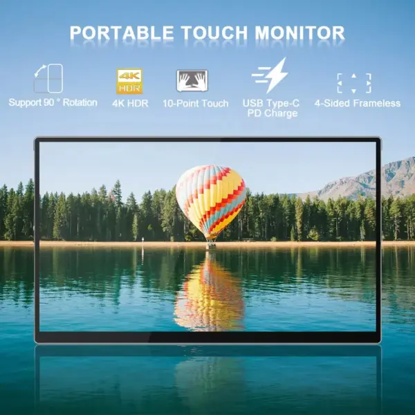 Gravity Sensor Auto-rotating Bezeless Design 15.6 Inch 4K Portable Touchscreen UHD USB LCD Ip Monitor Gamer for Camera