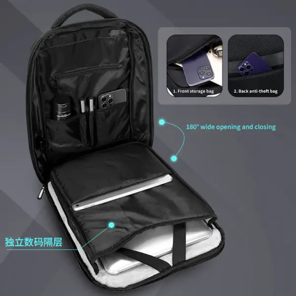 EURCOOL Laptop Backpack for Men Business Slim Backpack With USB Computer 15.6 Lightweight Antitheft Backpack Laptop Bag for Work