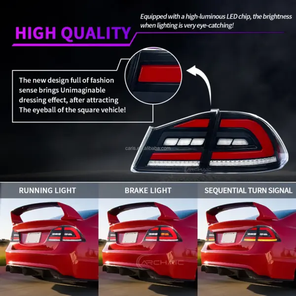 Archaic Car Lamp Tail Light for 8th Gen Honda Civic Taillights FD1 FD2 Type-R Full Led Rear Lamp 2005-2012 Car Lights