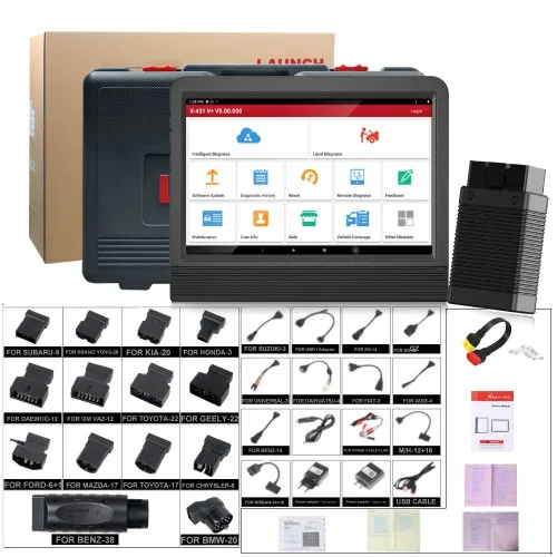 Launch V+ X431 PRO3 10.1inch Tablet Global Version with HD3 Ultimate Heavy Duty Adapter Work on Both 12V 24V Cars and Trucks